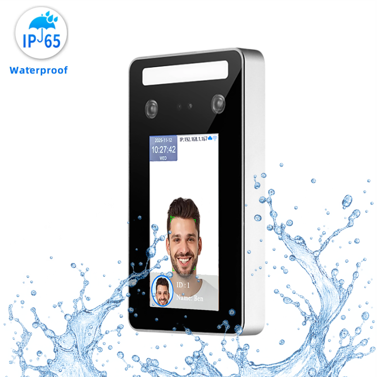 IP65 Waterproof Dynamic Face Recognition Time Attendance Access Control Terminal