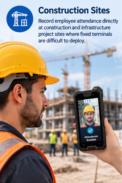 AF06 portable face recognition attendance terminal for employee attendance management at construction sites