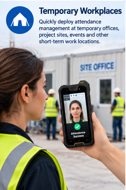 AF06 mobile face recognition attendance terminal for temporary workplaces and project sites
