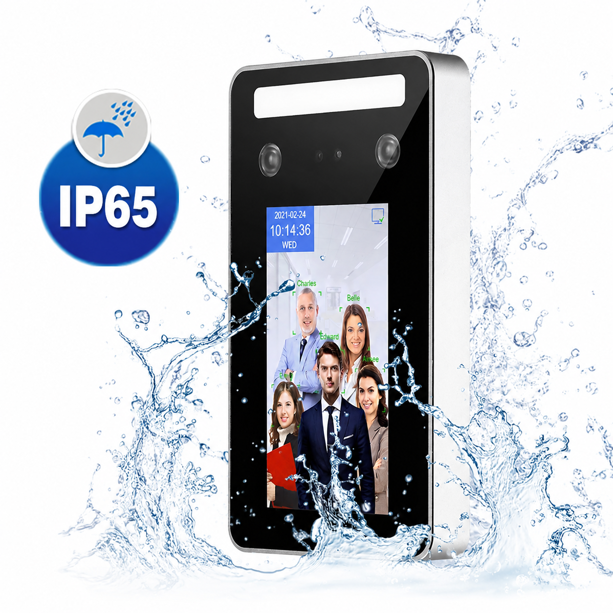 IP65 Waterproof Dynamic Face Recognition Time Attendance Access Control Terminal