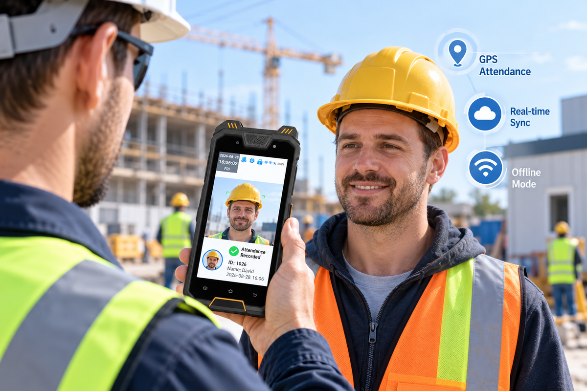 AF06 mobile workforce attendance solution with portable face recognition, GPS positioning and wireless connectivity