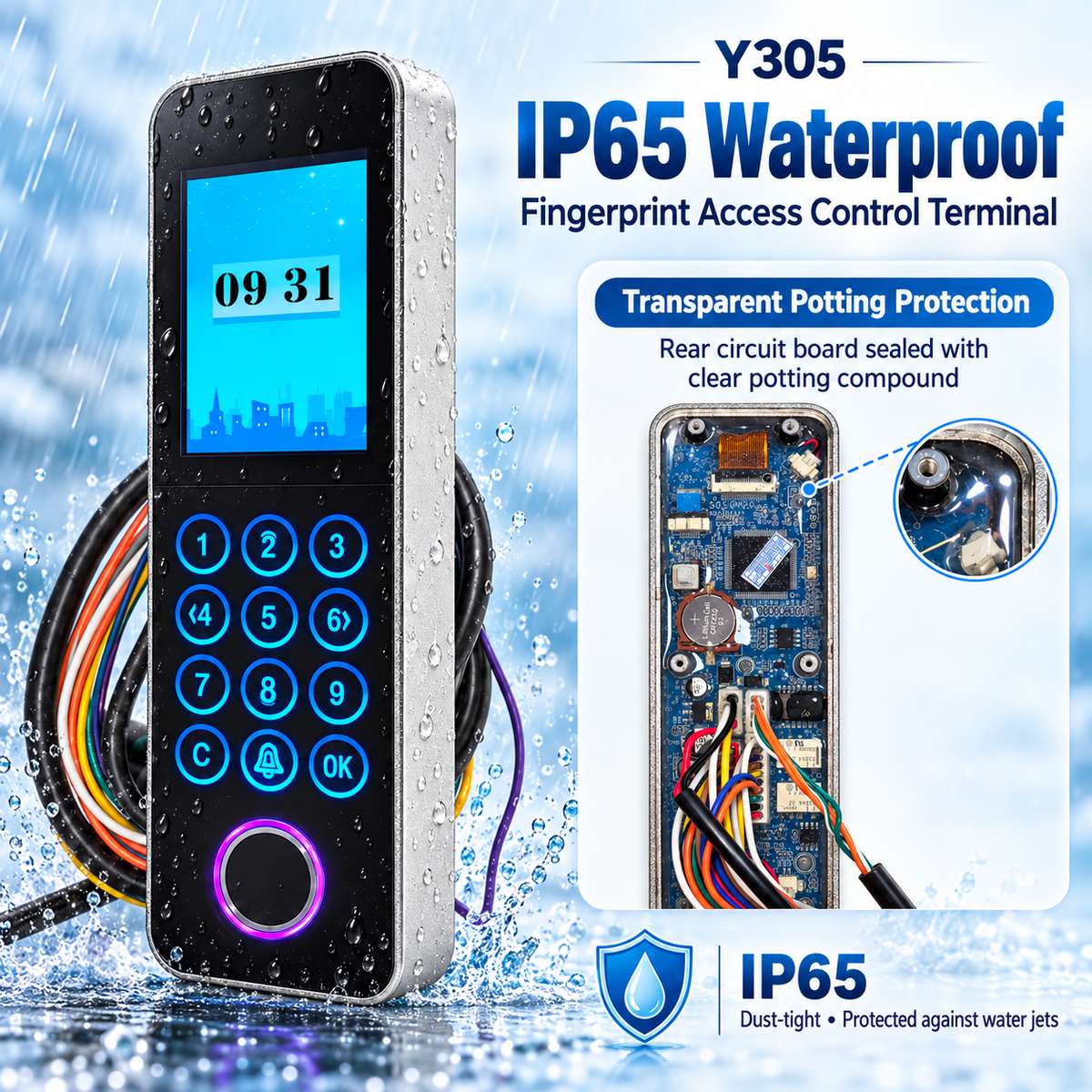 IP65 Fingerprint RFID & PIN Access Control Terminal Y305